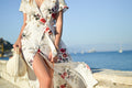 Floral print midi summer wrap dress