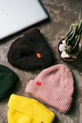 Grey merino wool ribbed beanie